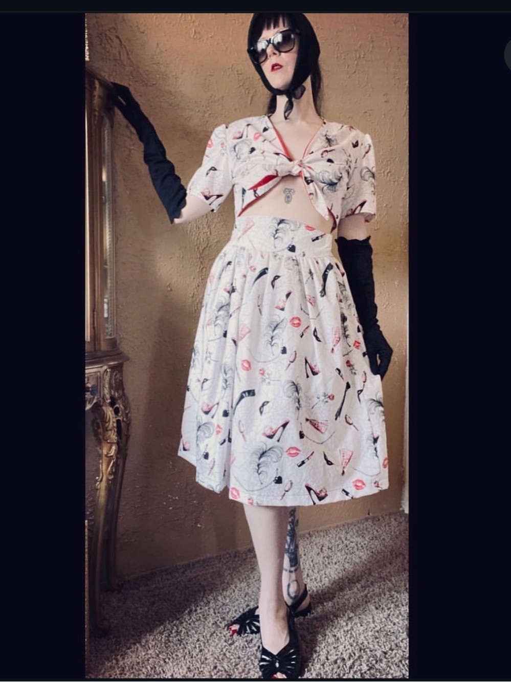 Handmade Boudoir Gothic Novelty Gertie Print Pin Up Skirt